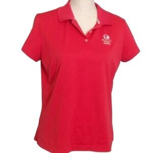 Adidas L golf top short sleeve polo button collared embroidered logo Climalite